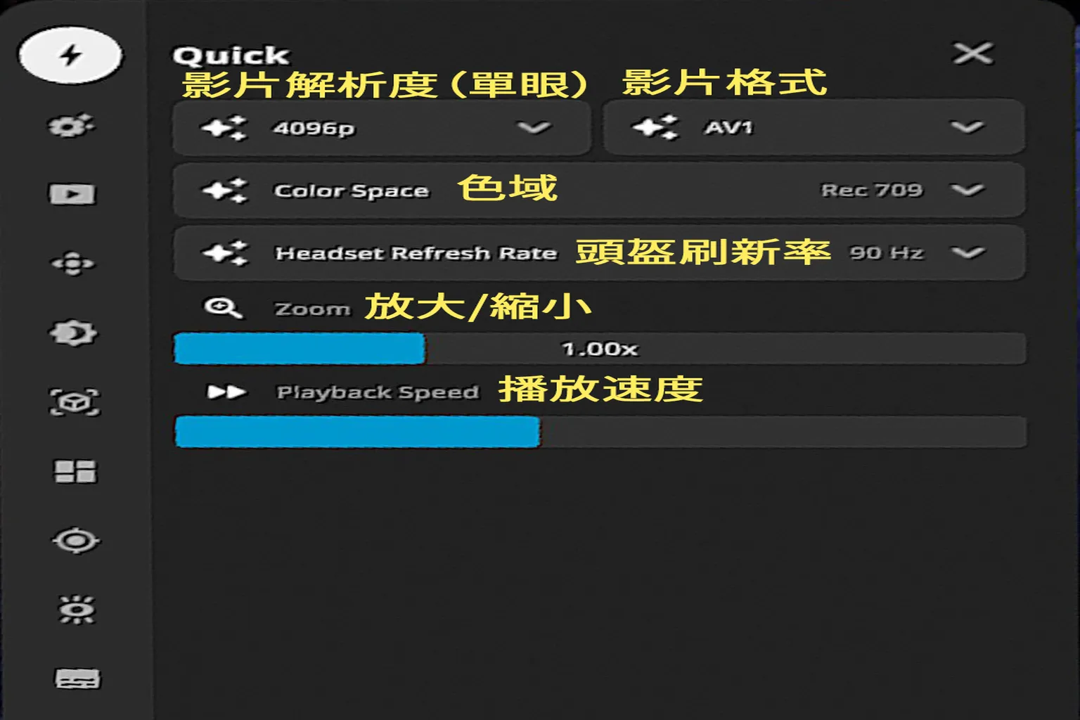 DEO VR 播放器设置选项详解